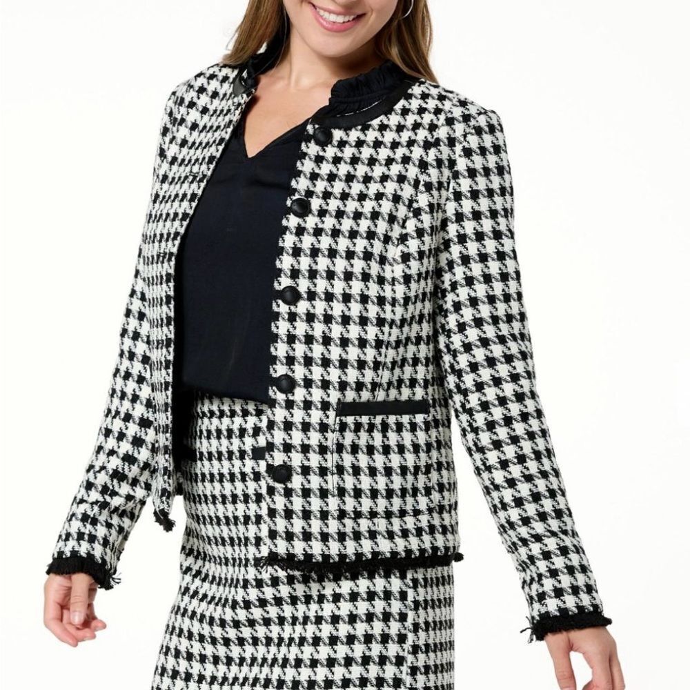 G by Giuliana Black Label Timeless Tweed Jacket Black L NWT IN PACKAGE